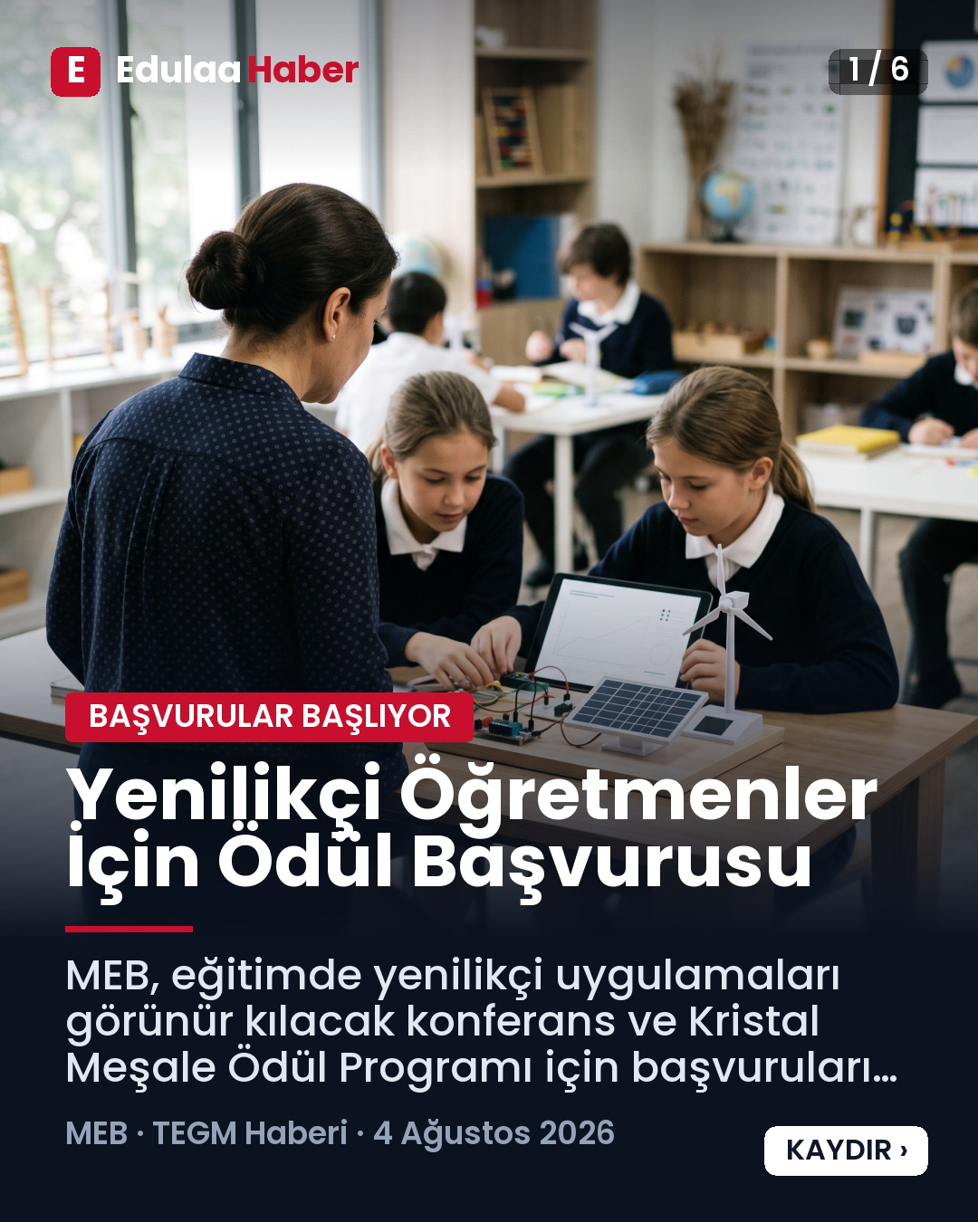 Yenilikçi Öğretmenler İçin Ödül Başvurusu Başlıyor