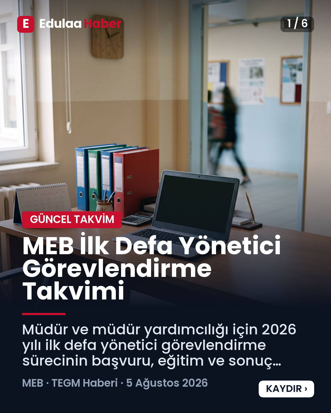 MEB İlk Defa Yönetici Görevlendirme Takvimi