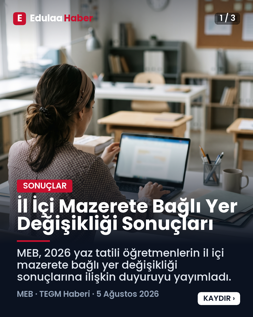 İl İçi Mazerete Bağlı Yer Değişikliği Sonuçları
