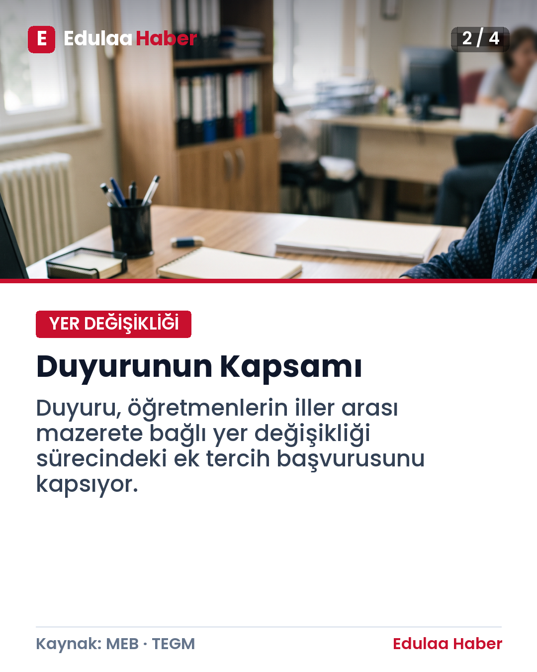 Öğretmenlere İller Arası Ek Tercih Duyurusu
