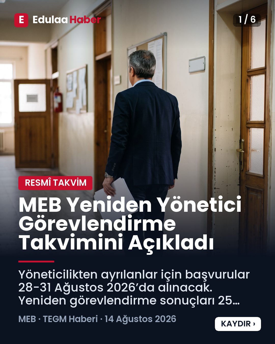 MEB Yeniden Yönetici Görevlendirme Takvimi
