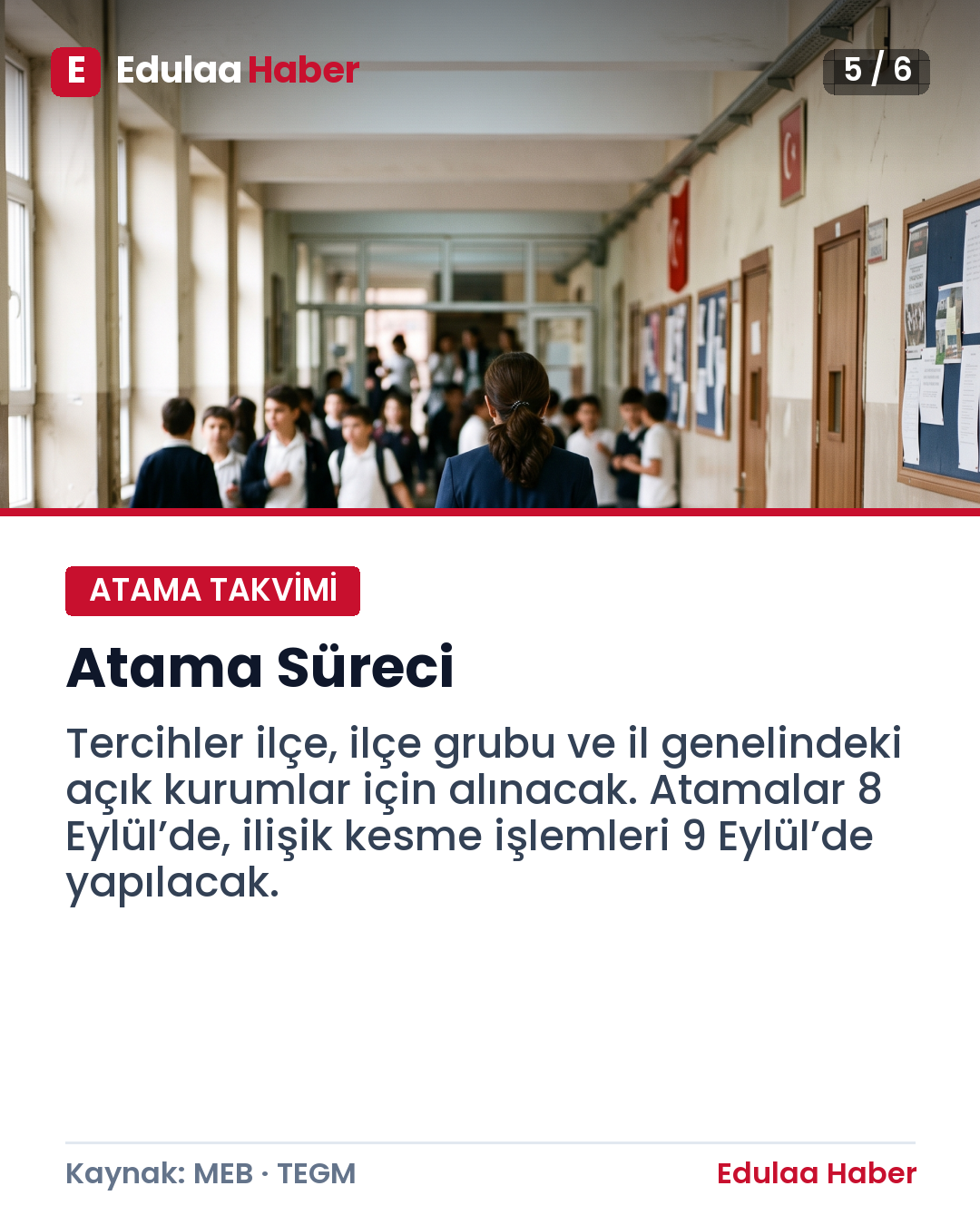Norm Fazlası Öğretmenler İçin Yer Değiştirme Takvimi
