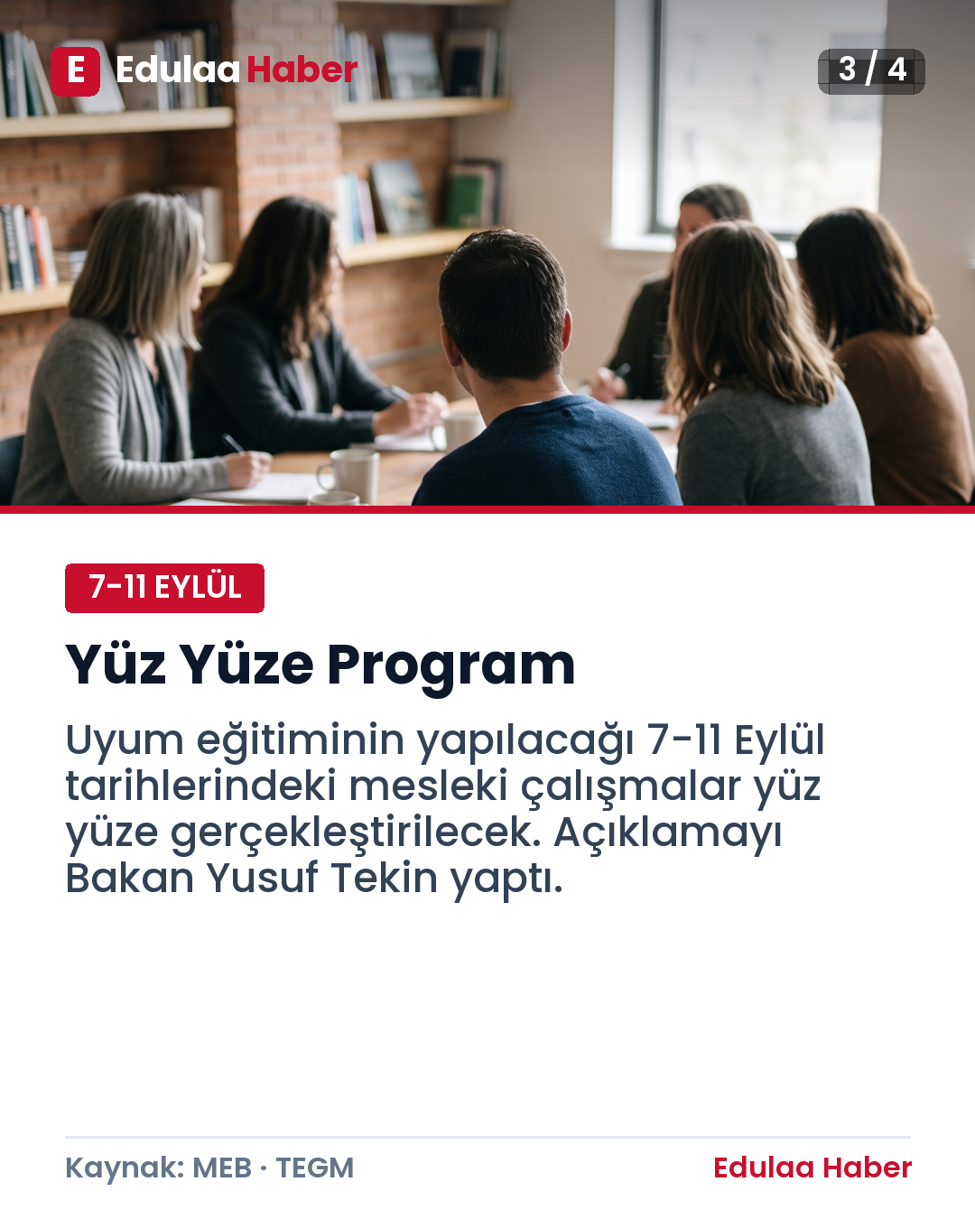 Eylül Mesleki Çalışma Programı Açıklandı