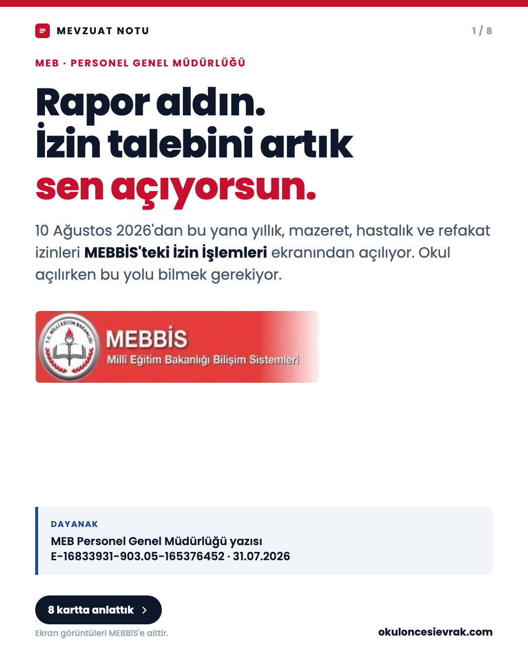 İzin ve rapor talepleri artık MEBBİS'ten: adım adım yol haritası