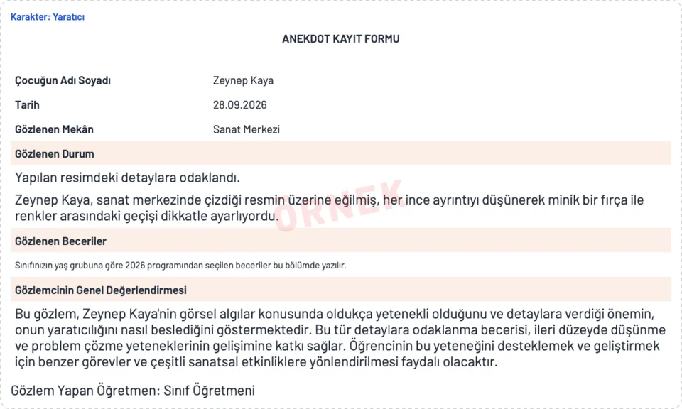 Anekdot Sihirbazı — Sınıfınıza Hazır Anekdot Formları — örnek sayfa 3