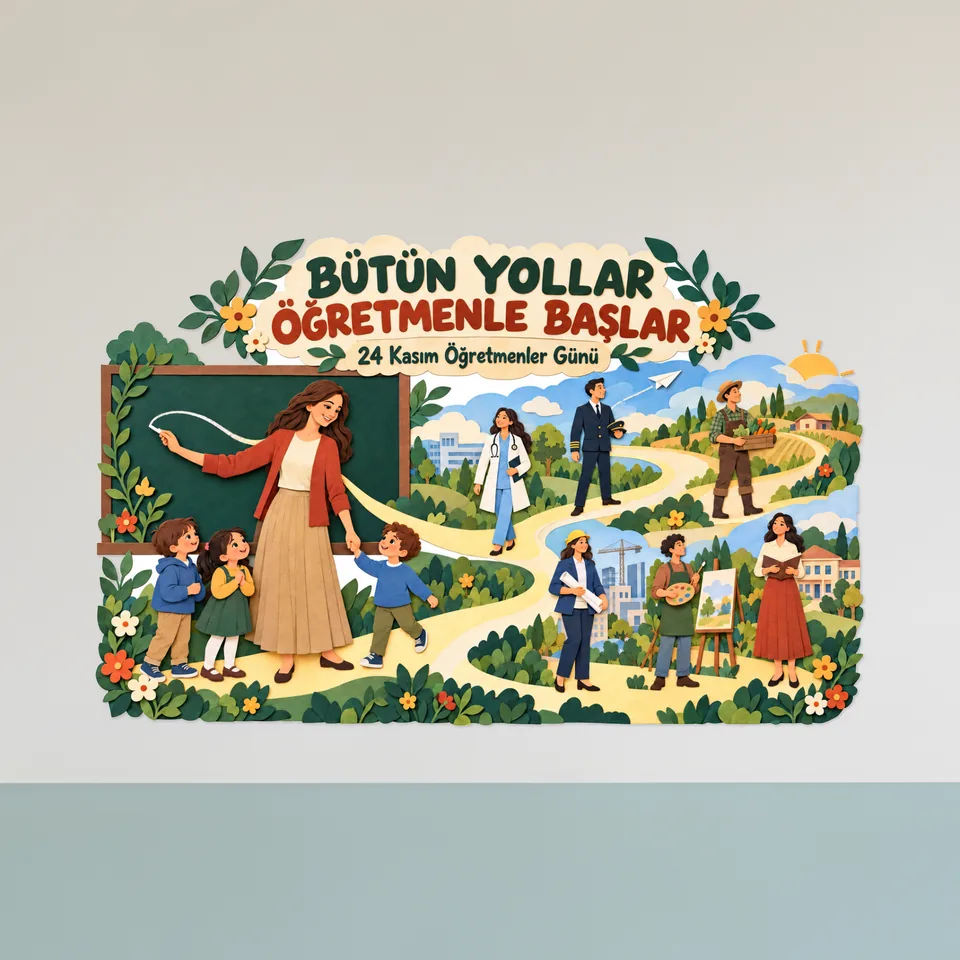 Bütün Yollar Öğretmenle Başlar — 24 Kasım Panosu — örnek sayfa 1