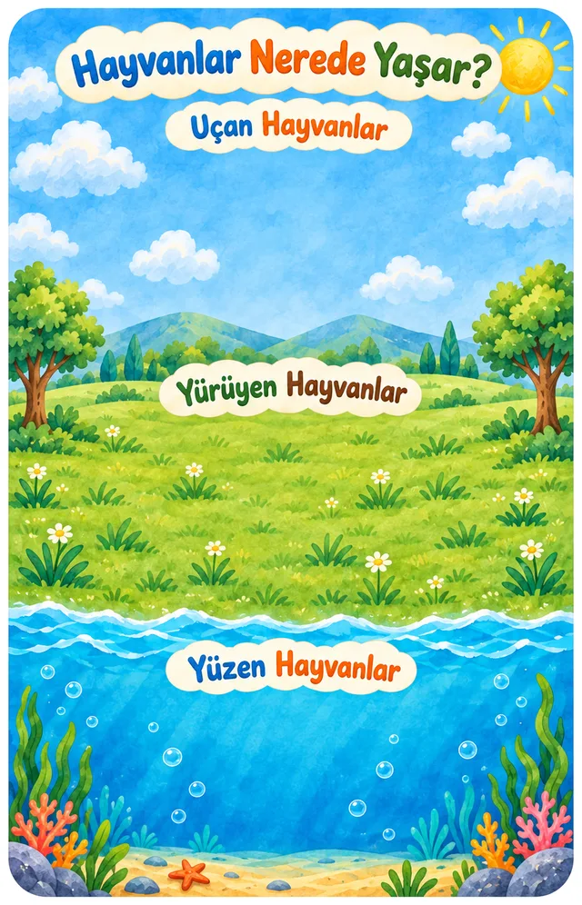 Uçan, Yüzen, Yürüyen Hayvanlar — Kapı Süsü — örnek sayfa 2