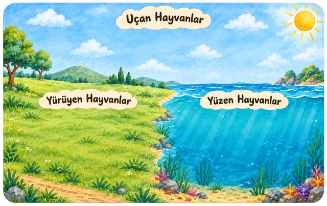 Uçan, Yüzen, Yürüyen Hayvanlar — Manzara Panosu — örnek sayfa 2