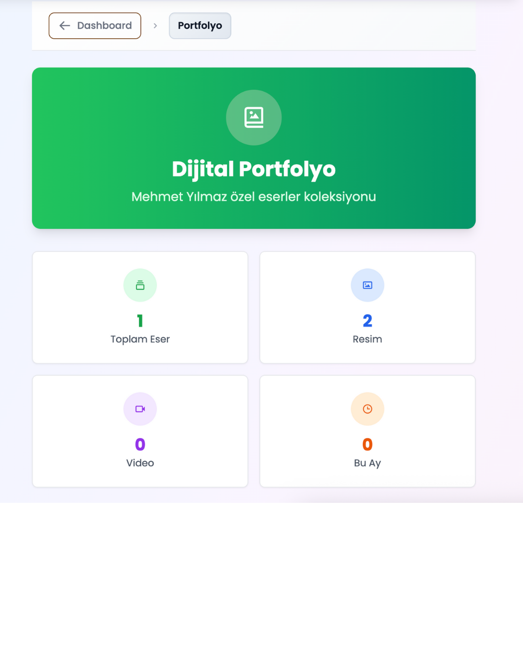 Veli ekranında öğrenci dijital portfolyo çalışmalarının özeti